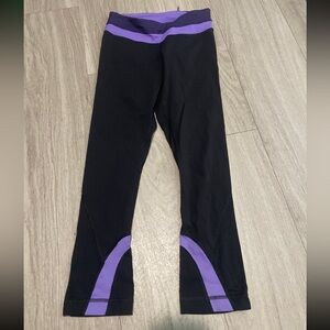 Lululemon Athletica Black Leggings with Purple Trim